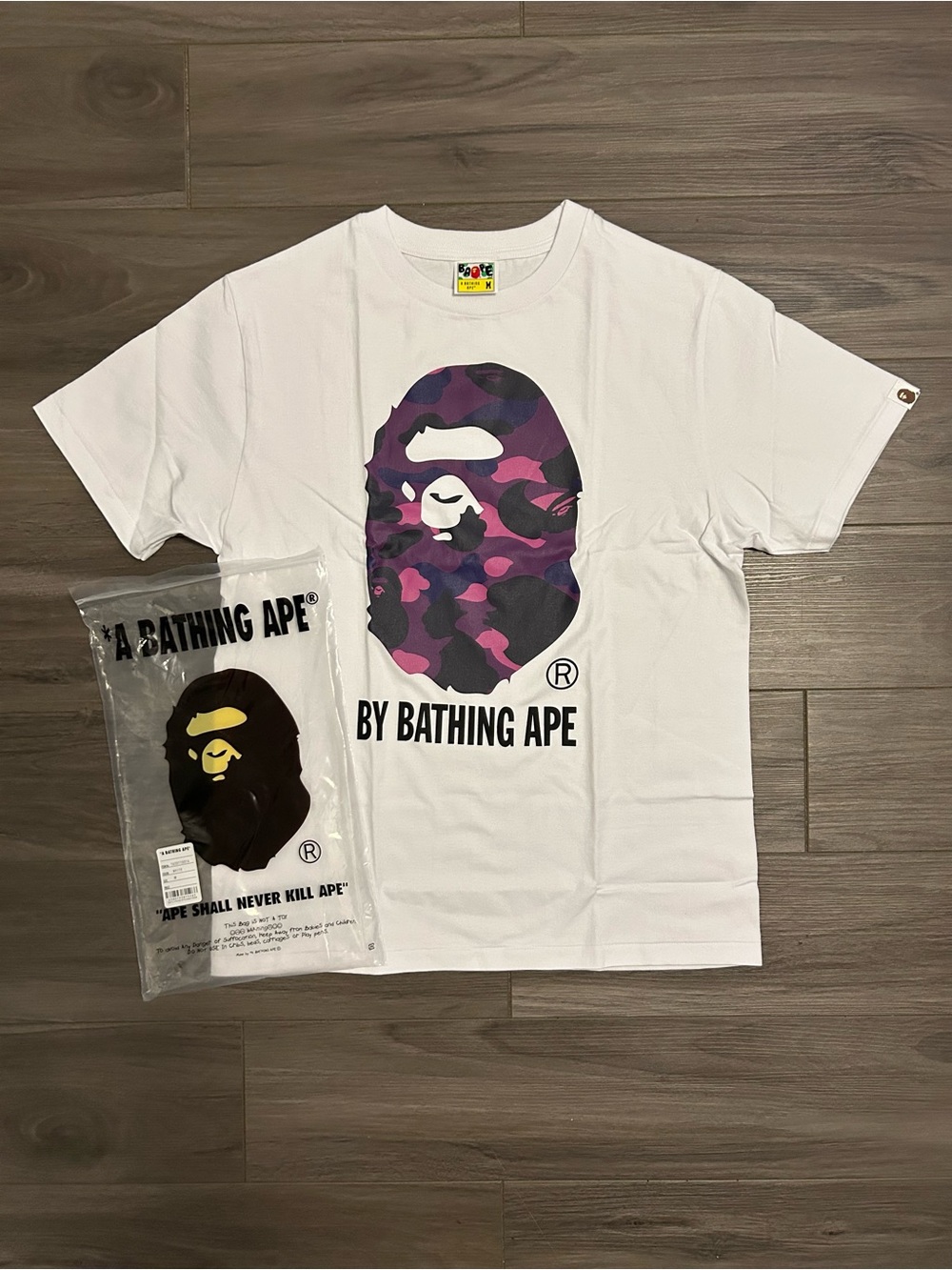 BAPE ABC Camo Ape Head White T-Shirt – Purple Camo